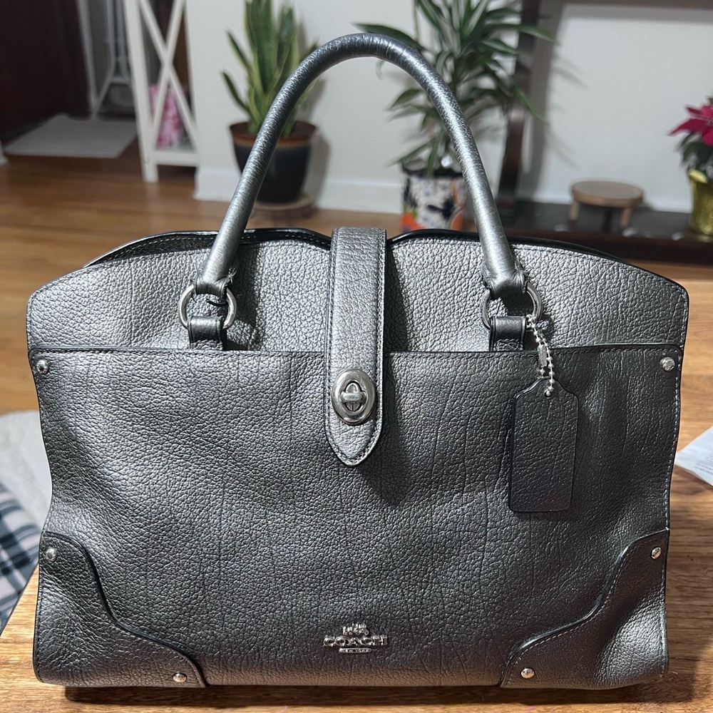 COACH MERCER METALLIC SATCHEL